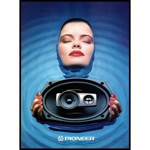 1988 Pioneer 3 Way Car Stereo Speaker Vintage Print Ad Woman in Water Wall Art